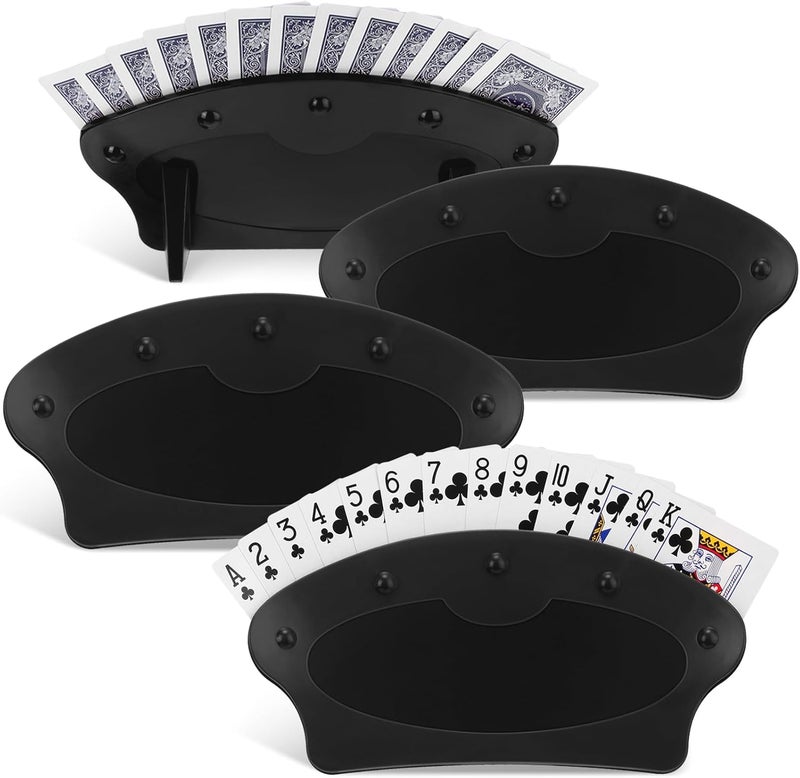 Shappy 4 Pack Playing Card Holder for Kids Adults Hands Free Card Holder for Family Nights Canasta Poker Game Parties(Black) - Image 1